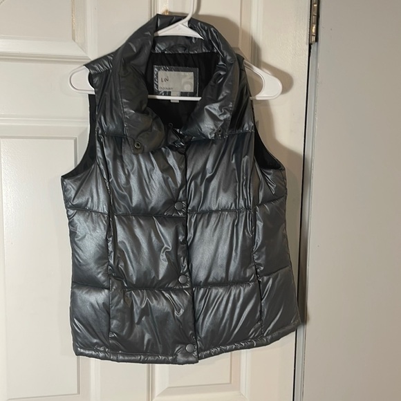 Old Navy Jackets & Blazers - Old Navy metallic grey button up puffer vest size S